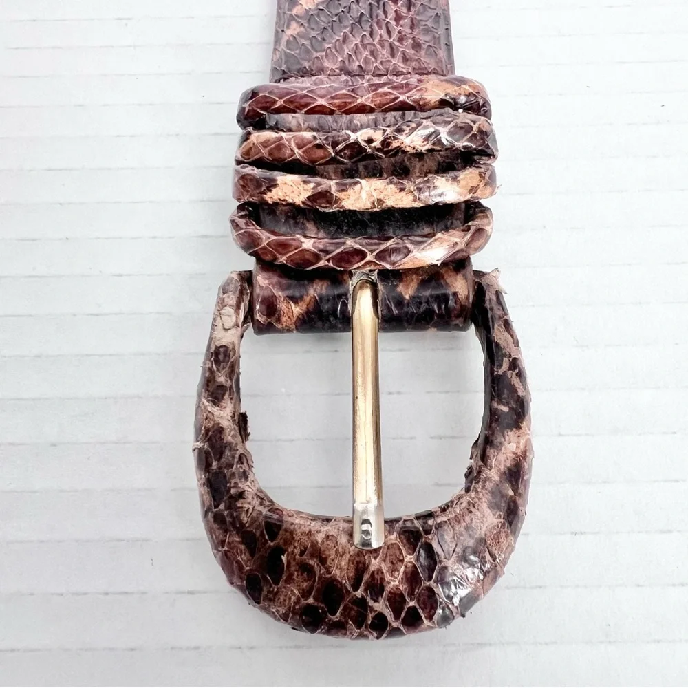 VTG 90s Liz Claiborne Thick Snakeskin Belt S, Classic Boho Luxury